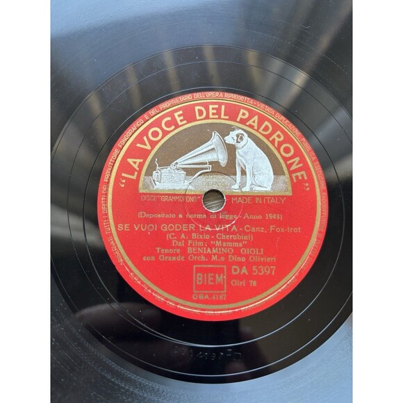VTG Mamma Canzone Foxtrot & Se Vuoi Goder La Vita  78 RPM Record La Voce Del - Picture 4 of 4